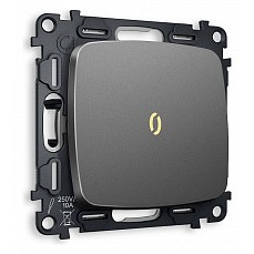Выключатель проходной одноклавишный с подсветкой без рамки ambrella volt quant mo652030